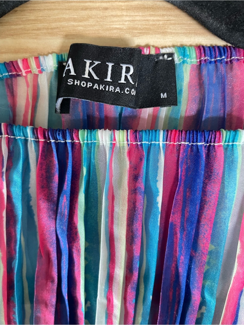 Akira Purple Multicolored Plisse Ruched Long Sleeve Top - Picture 4 of 7